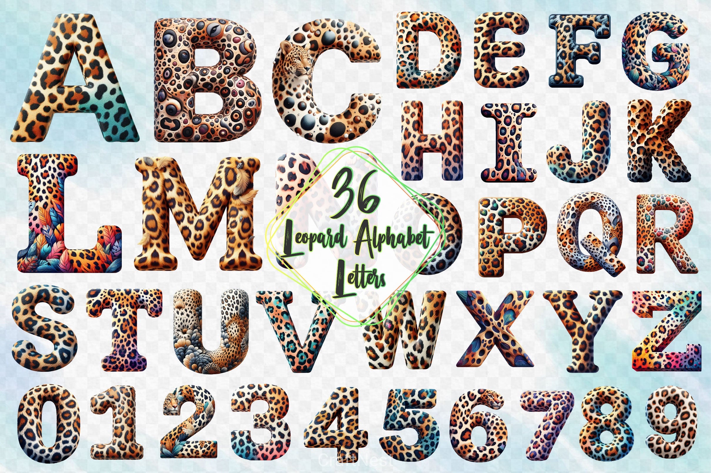 Leopard Alphabet Clipart Bundle - CraftNest - Digital Crafting and Art