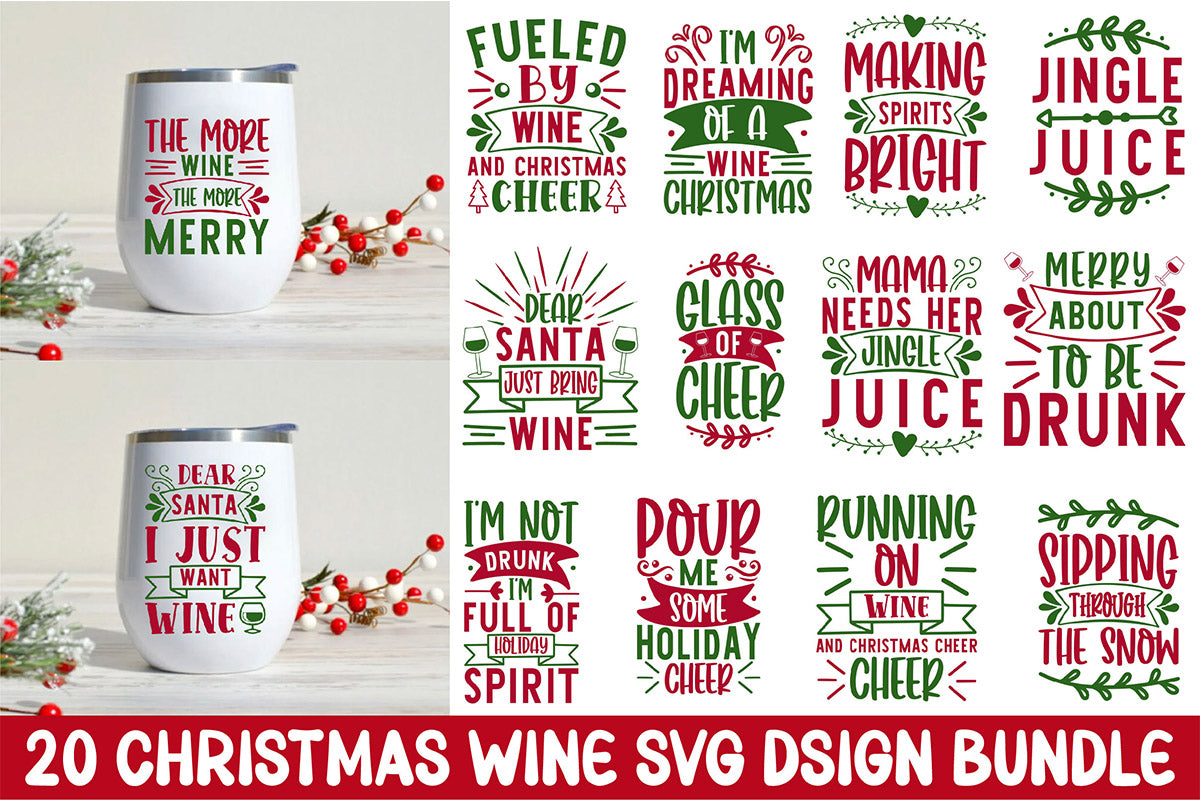 Christmas Wine SVG Bundle 2 - CraftNest - Digital Crafting and Art