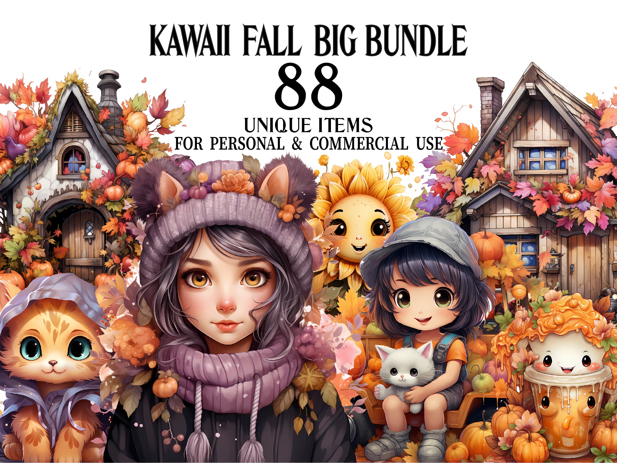 Kawaii Fall Clipart - CraftNest
