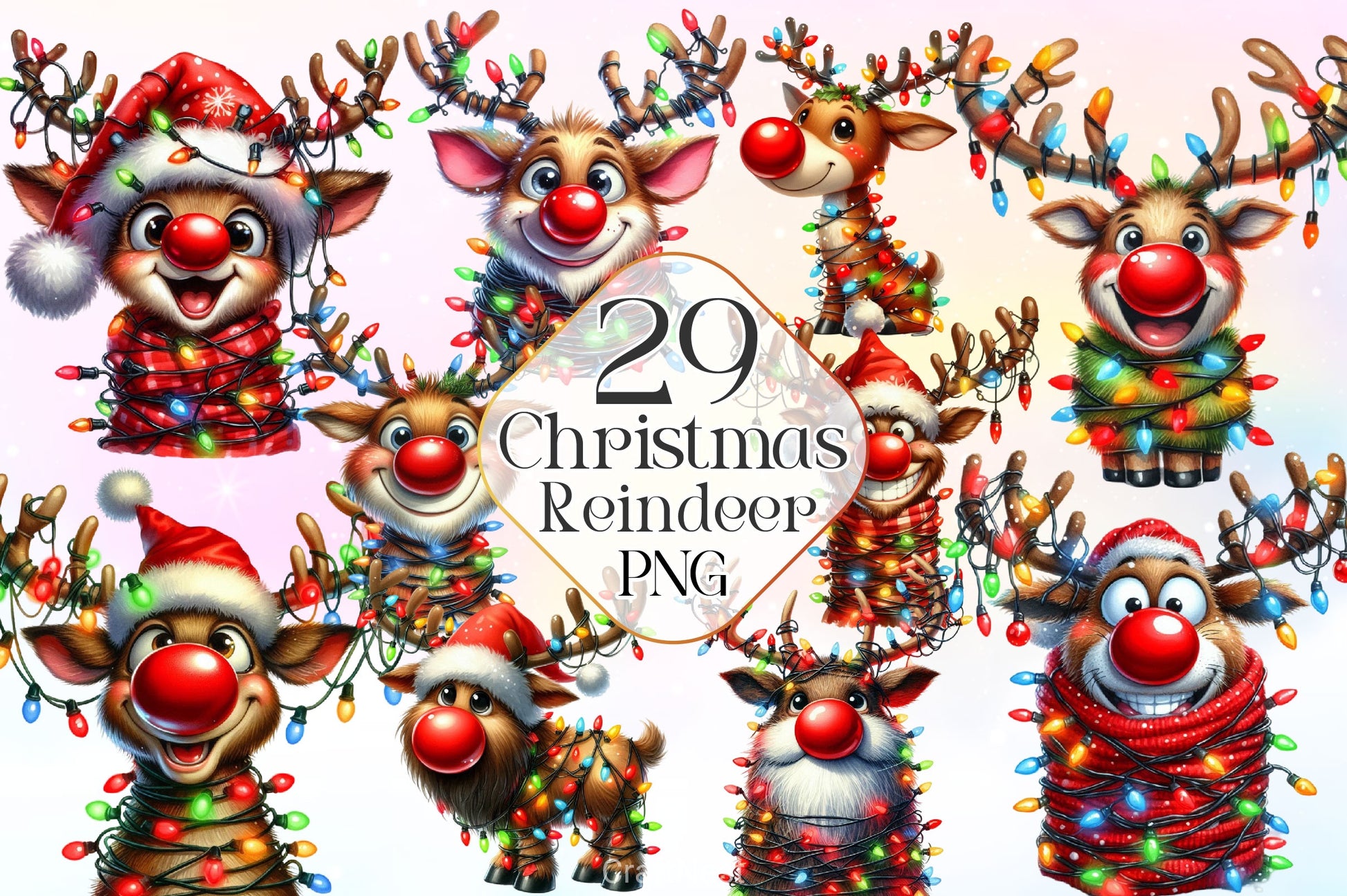Funny Christmas Reindeer Clipart Bundle 4 - CraftNest - Digital Crafting and Art