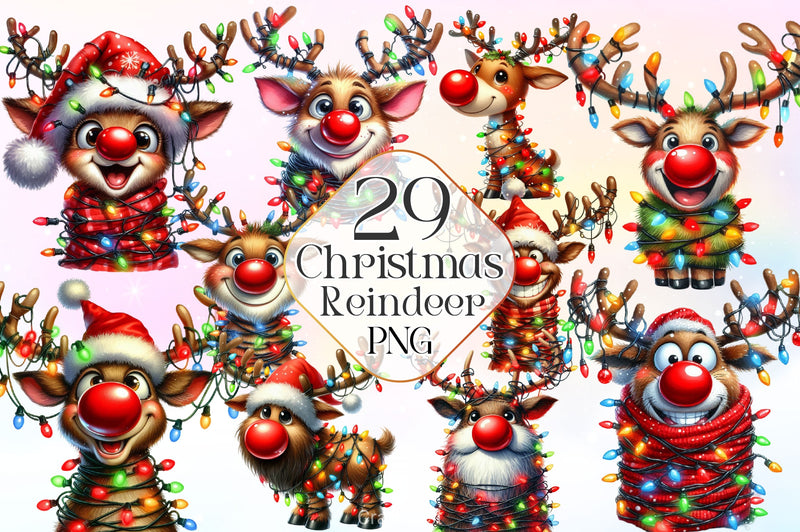 Funny Christmas Reindeer Clipart Bundle 4 - CraftNest - Digital Crafting and Art