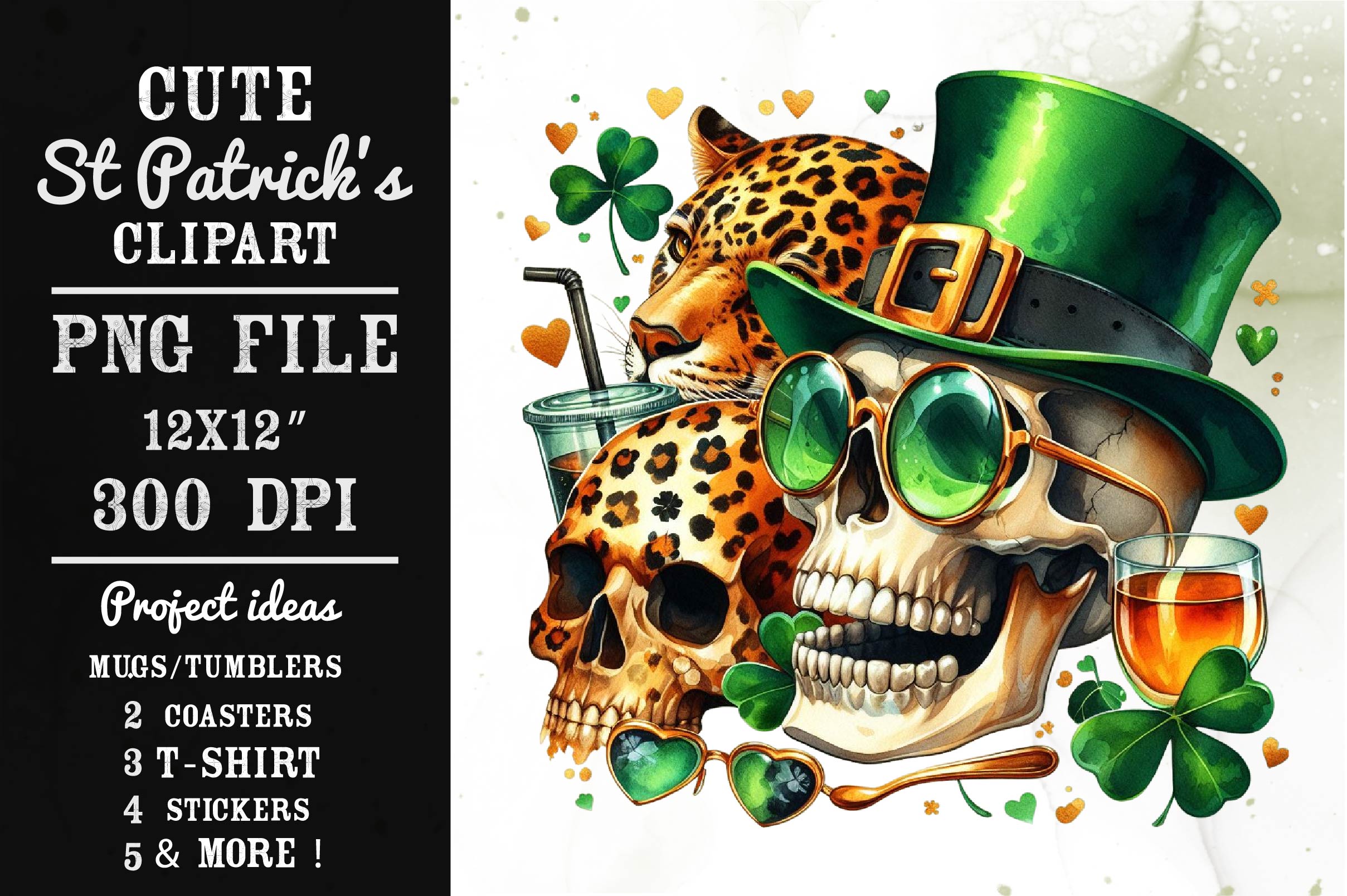 1 St Patricks Skull Clipart Bundle - CraftNest - Digital Crafting and Art