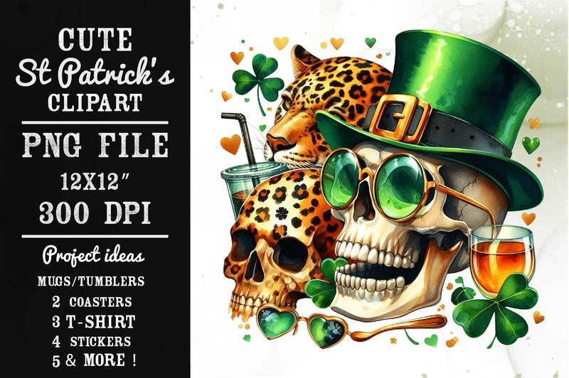 1 St Patricks Skull Clipart Bundle - CraftNest - Digital Crafting and Art