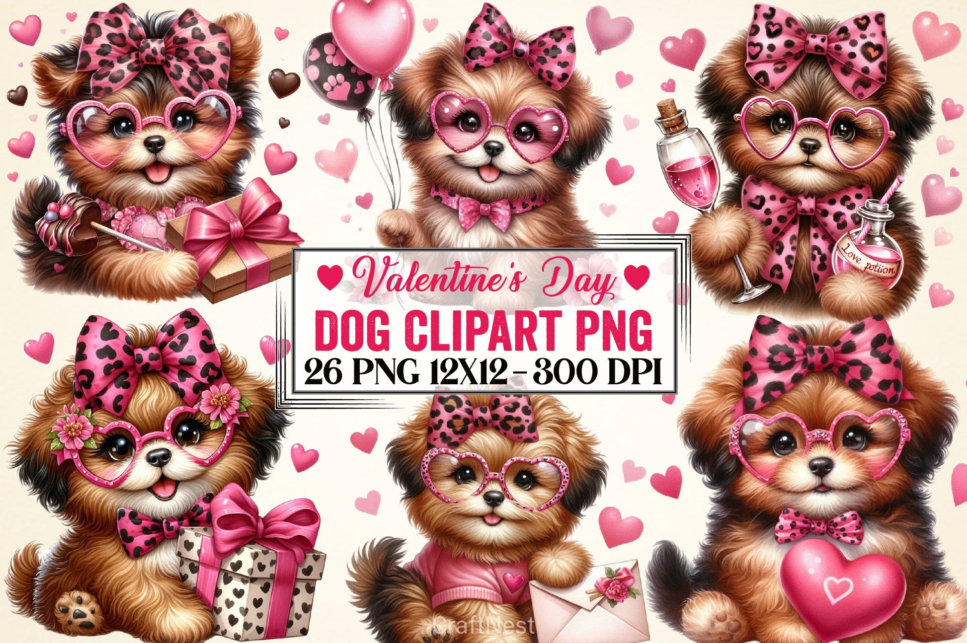 Valentine Dog Clipart Bundle - CraftNest - Digital Crafting and Art