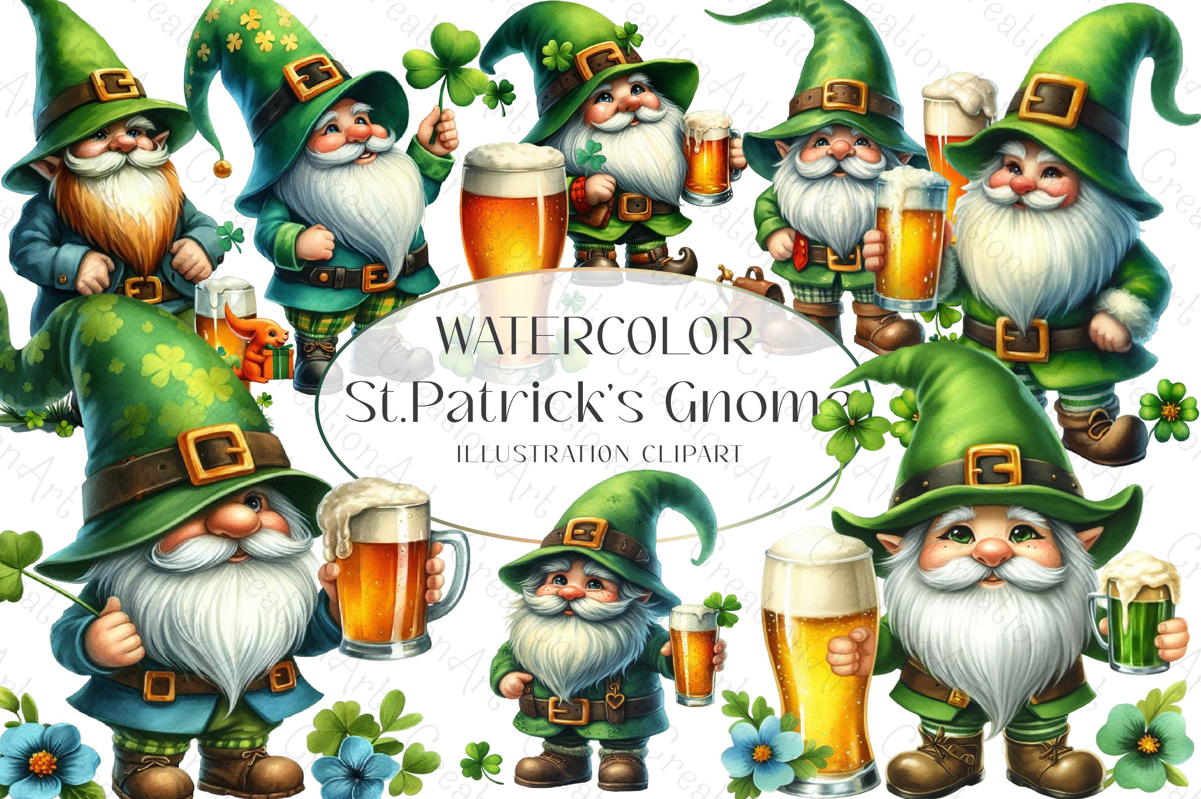 St Patrick'S Gnome Clipart Bundle - CraftNest - Digital Crafting and Art