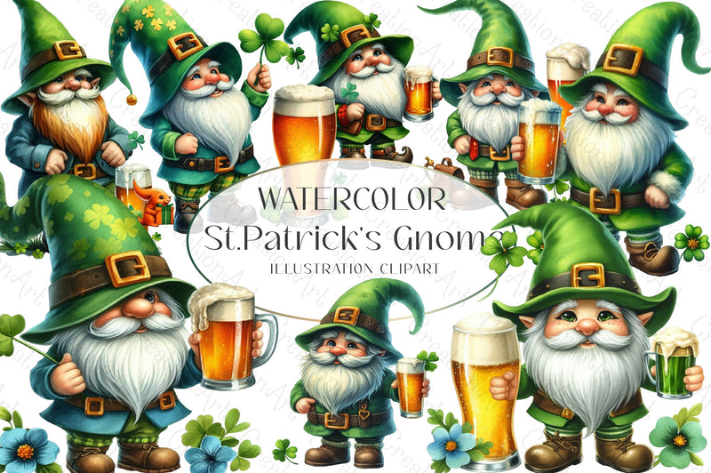 St Patrick'S Gnome Clipart Bundle - CraftNest - Digital Crafting and Art
