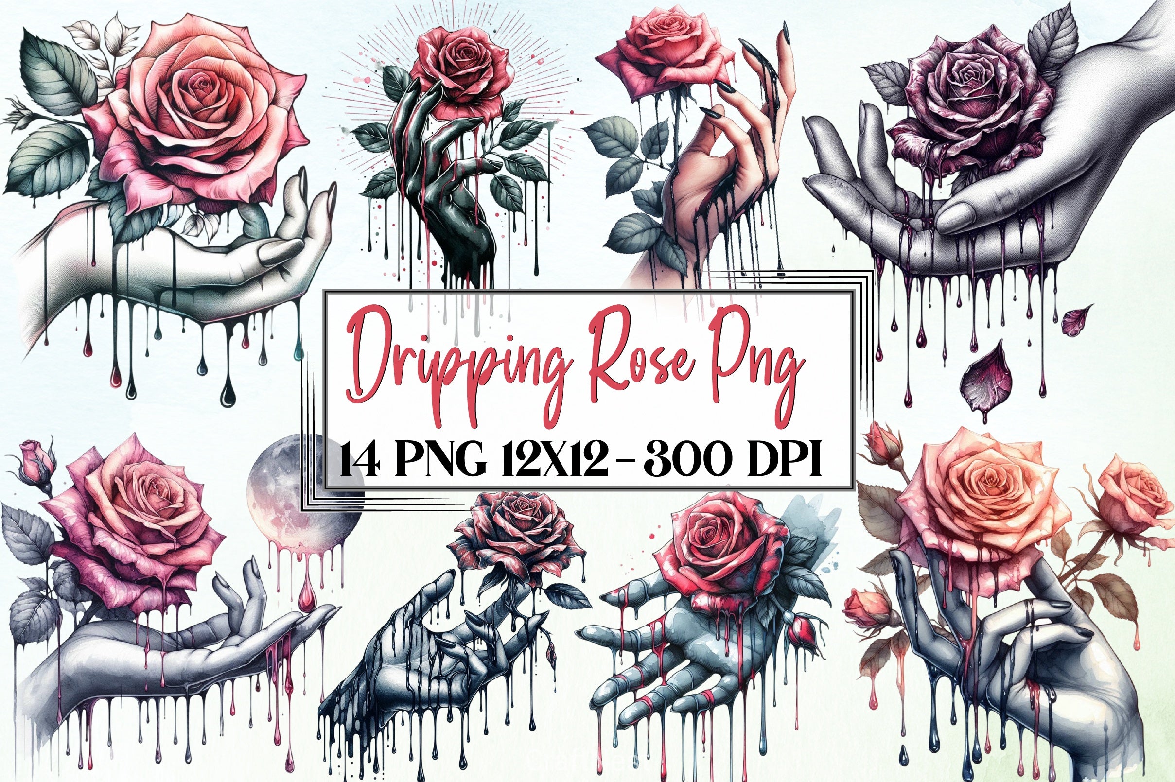 Dripping Rose Clipart Bundle - CraftNest - Digital Crafting and Art