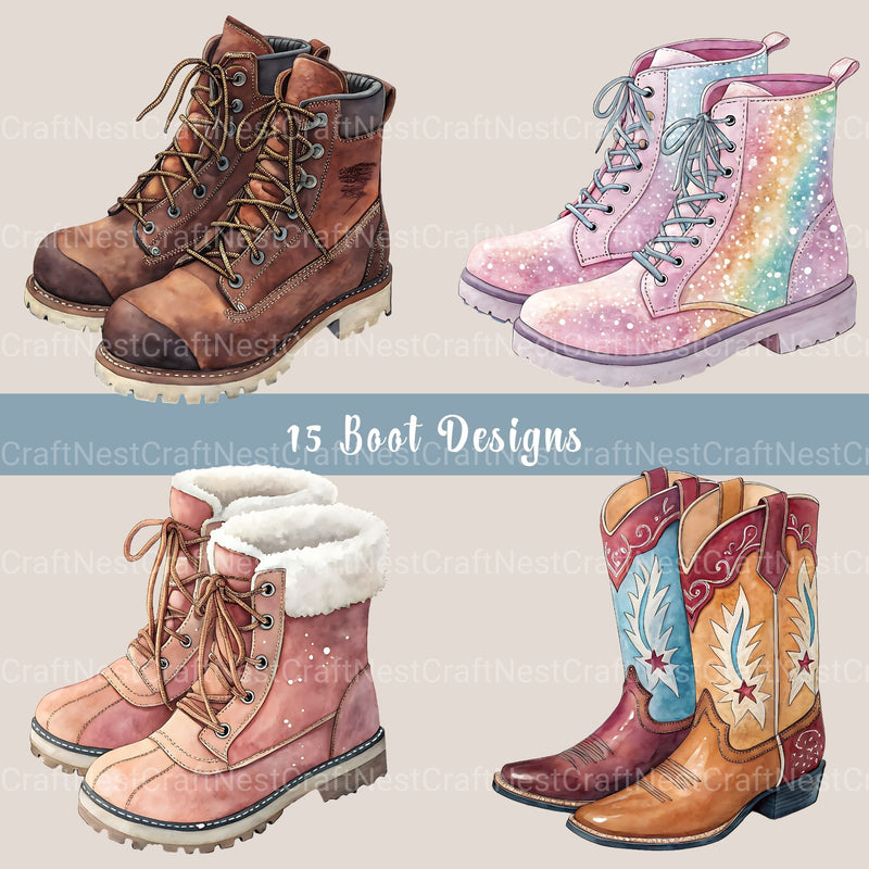 Boots Clipart Bundle - CraftNest - Digital Crafting and Art