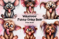 Funny Crazy Bear Clipart Bundle - CraftNest - Digital Crafting and Art