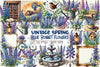 Vintage Blue Bonnet Flowers Clipart Bundle