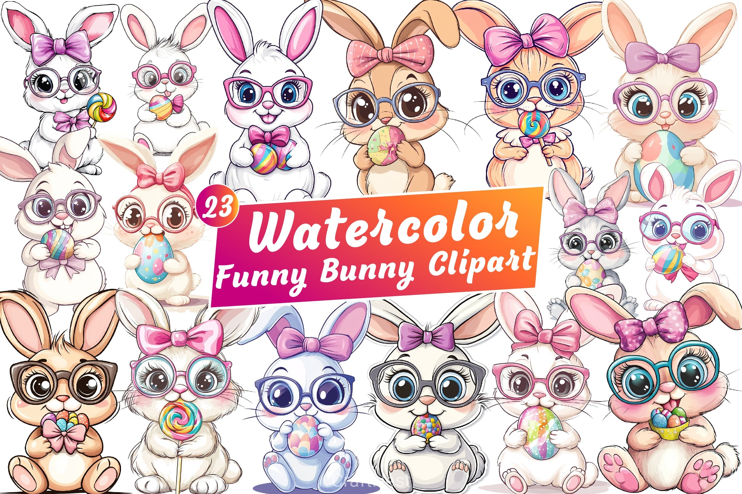 Funny Bunny Clipart Bundle - CraftNest - Digital Crafting and Art