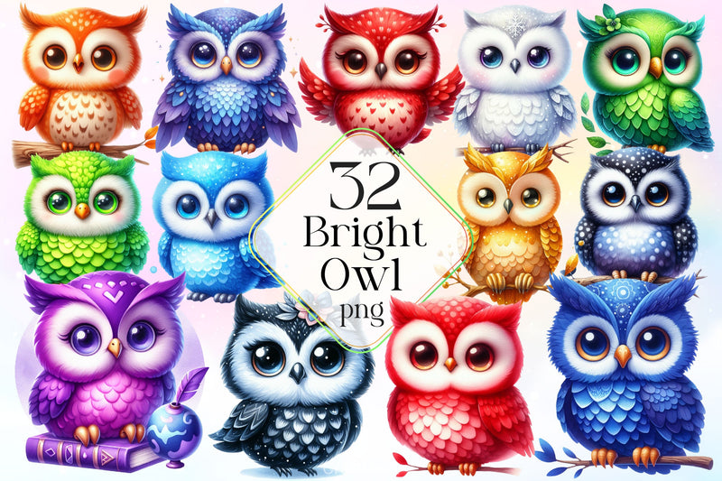 Bright Owl Clipart Bundle 5 - CraftNest - Digital Crafting and Art