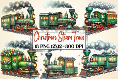 Christmas Vintage Train Clipart Bundle - CraftNest - Digital Crafting and Art