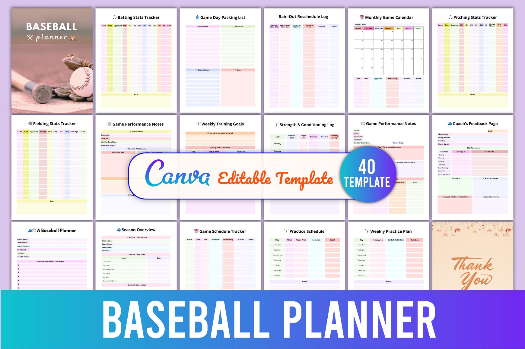 Baseball Planner Template
