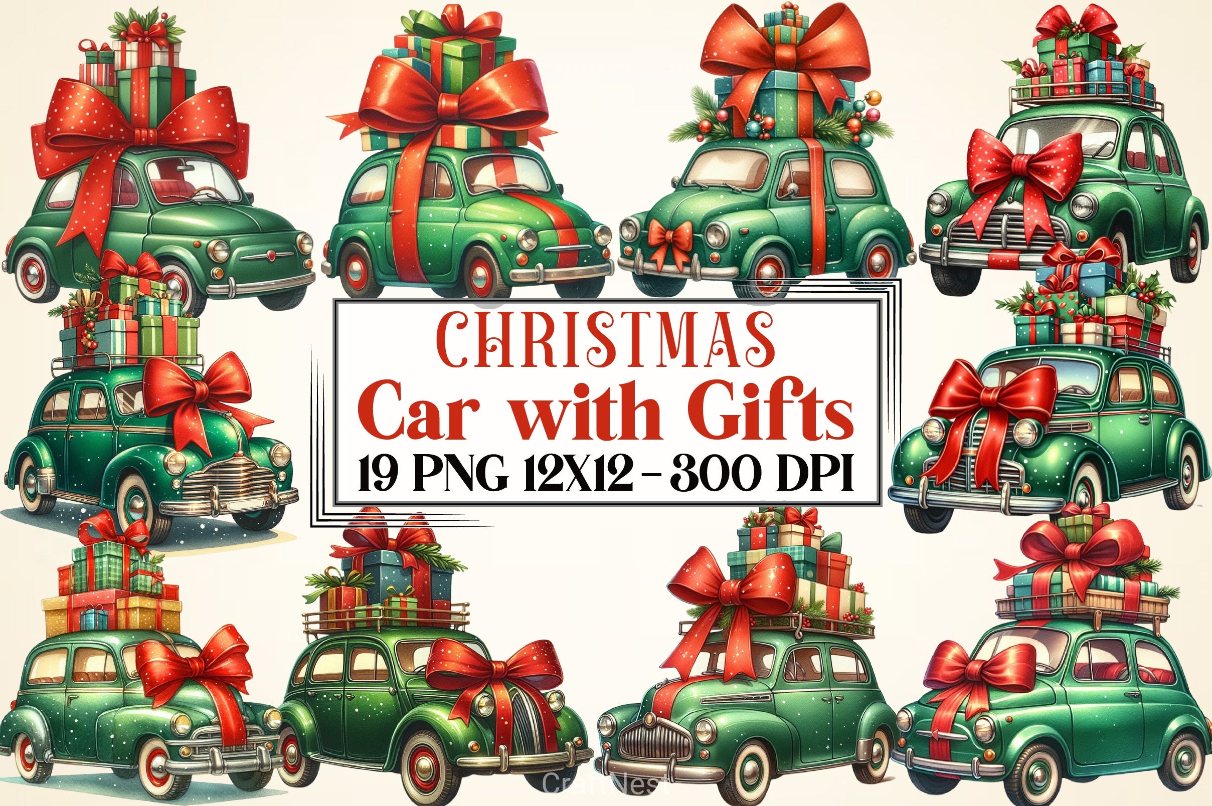 Christmas Car Gifts Clipart Bundle - CraftNest - Digital Crafting and Art