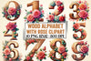 Wood Alphabet Rose Clipart Bundle 2
