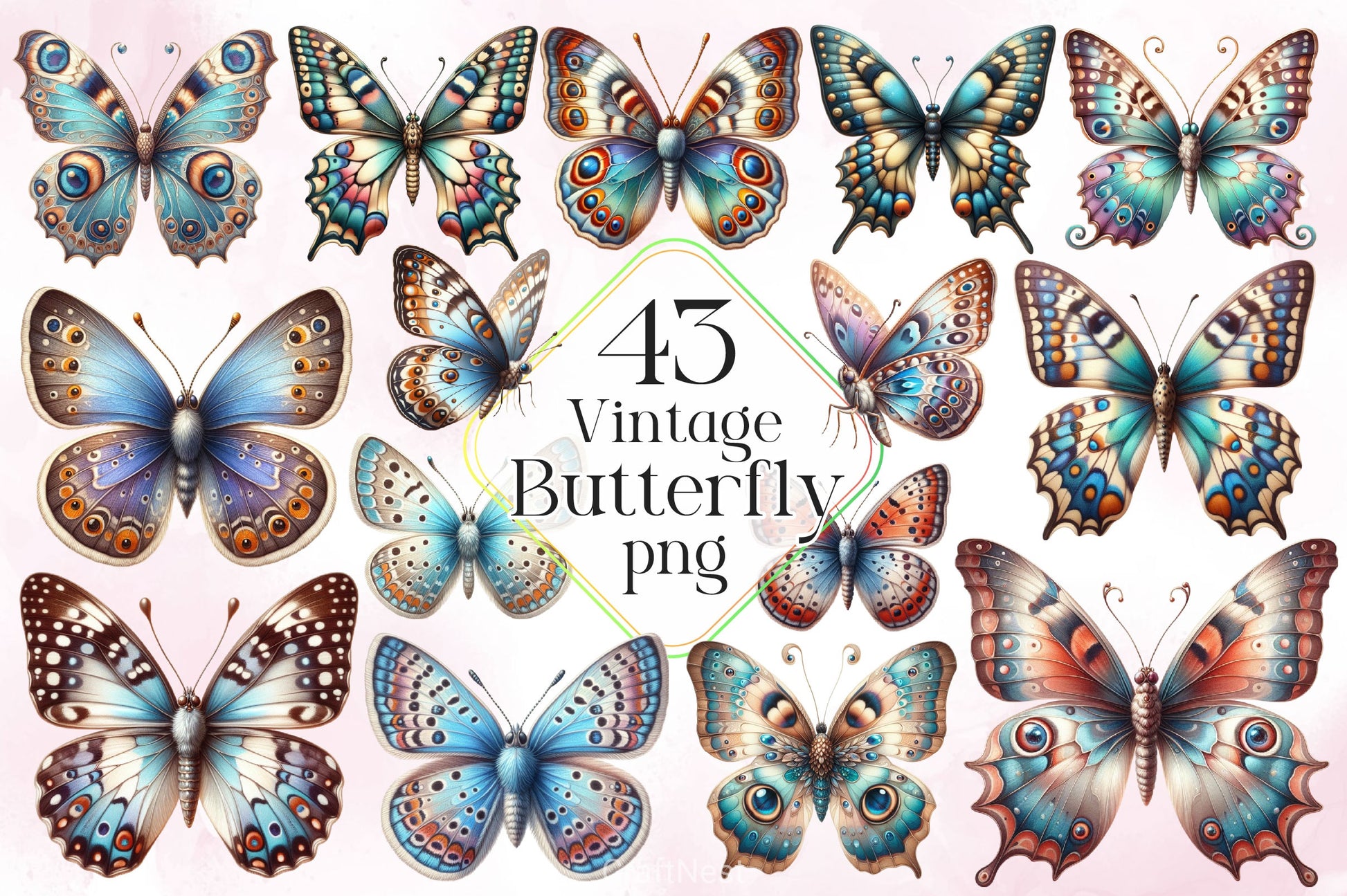 Vintage Butterfly Clipart Bundle 3 - CraftNest - Digital Crafting and Art