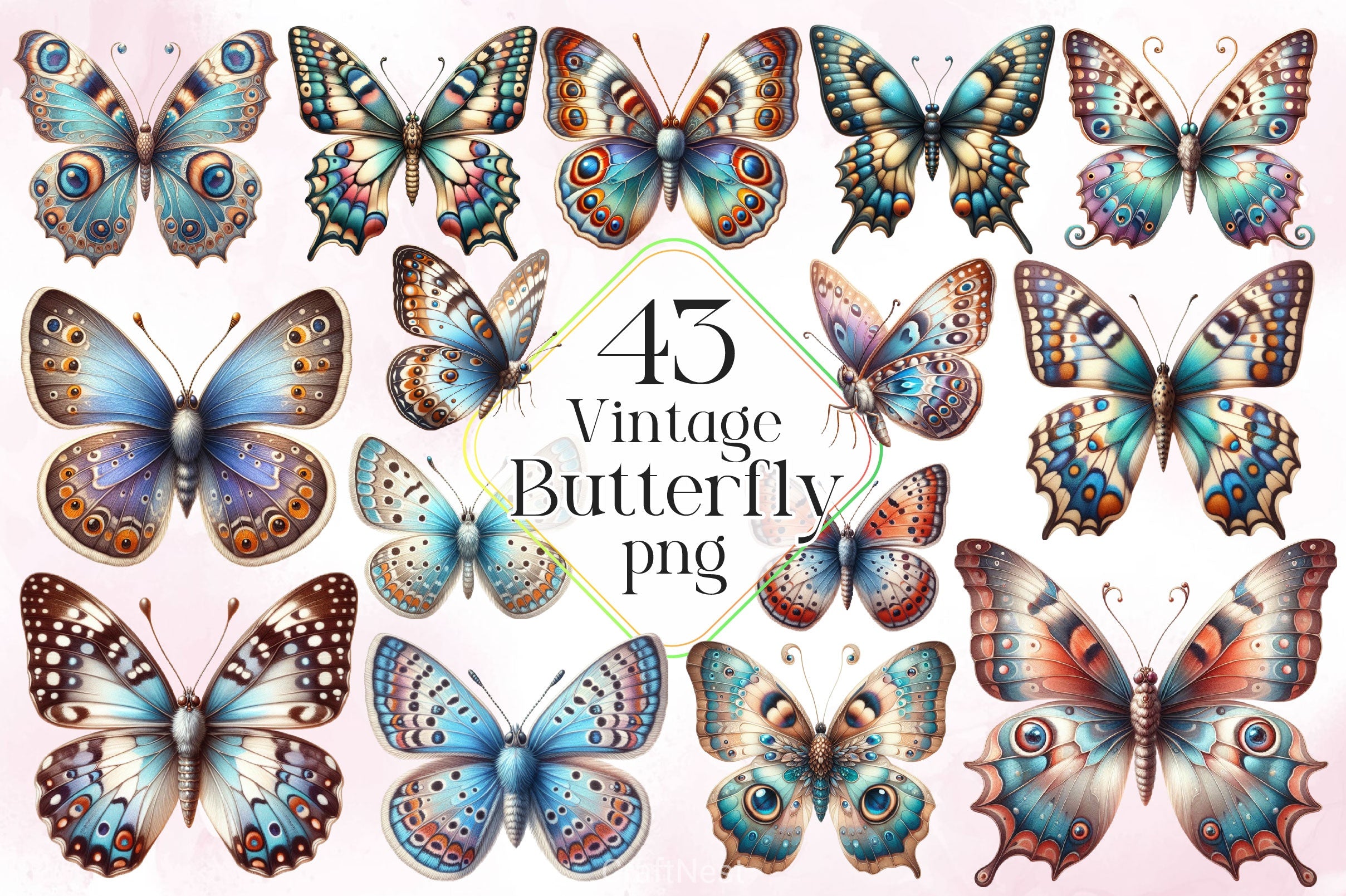 Vintage Butterfly Clipart Bundle 3 - CraftNest - Digital Crafting and Art