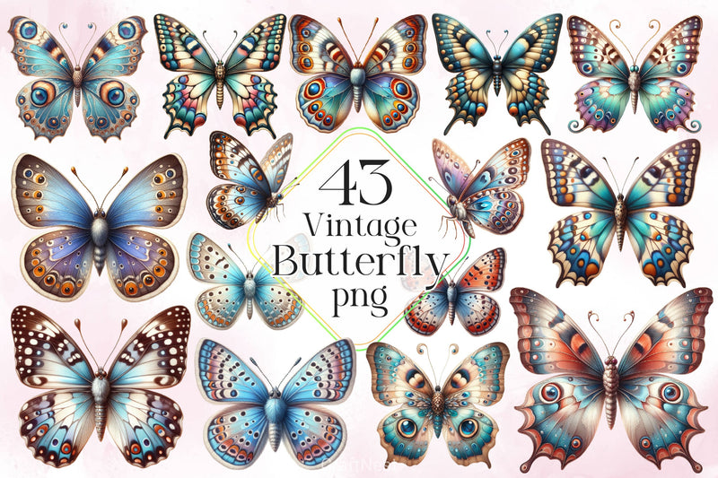 Vintage Butterfly Clipart Bundle 3 - CraftNest - Digital Crafting and Art