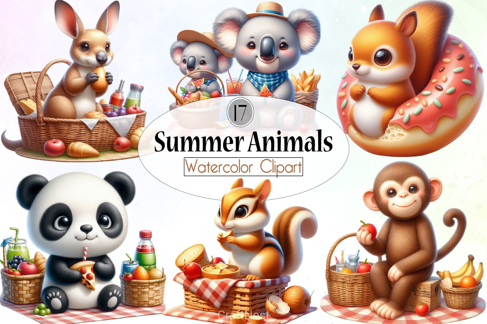 Summer Animals Clipart Bundle 1 - CraftNest - Digital Crafting and Art