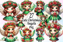 Cute Christmas Angels Clipart Bundle - CraftNest - Digital Crafting and Art