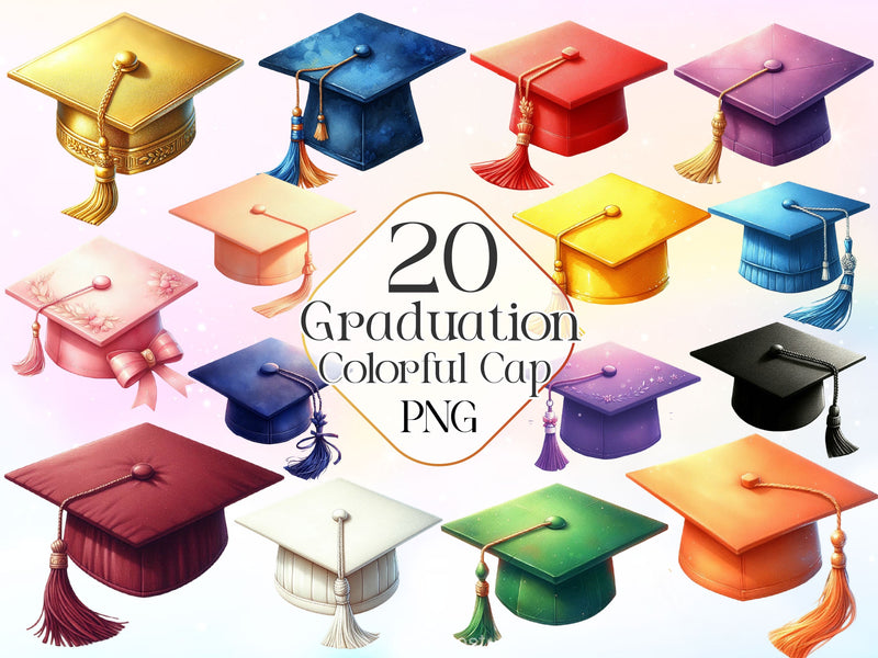 Colorful Graduation Cap Clipart Bundle - CraftNest - Digital Crafting and Art