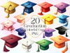 Colorful Graduation Cap Clipart Bundle
