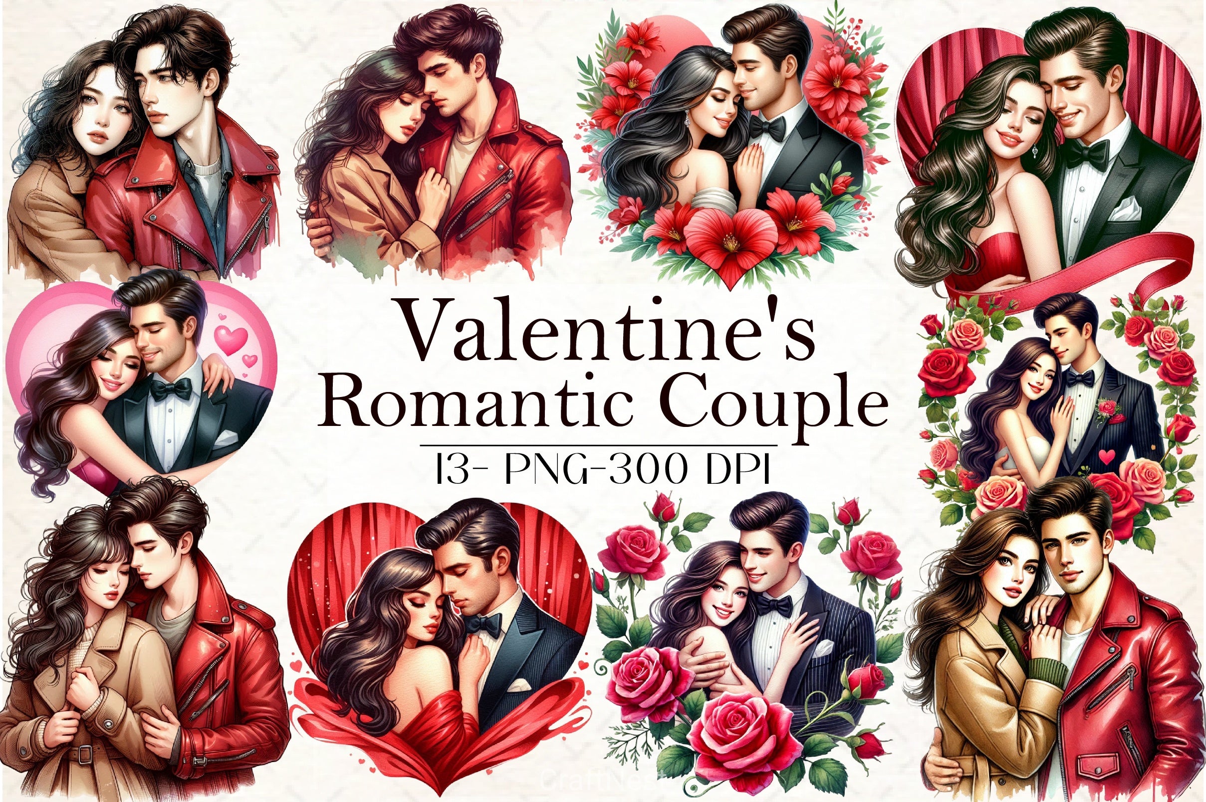 Romantic Couple Valentine Clipart Bundle - CraftNest - Digital Crafting and Art