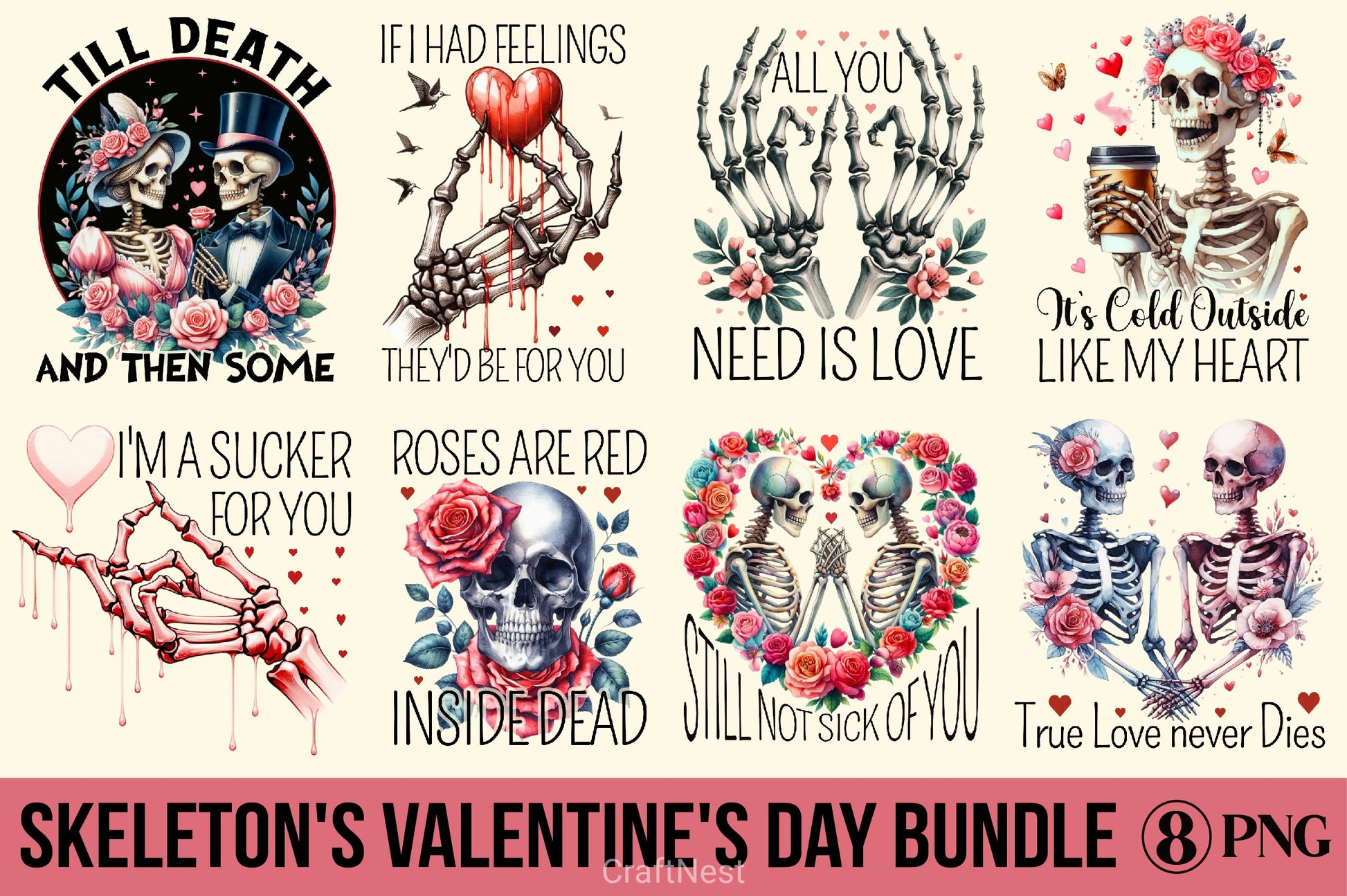 Skeleton Valentine's Day Clipart Bundle 1 - CraftNest - Digital Crafting and Art
