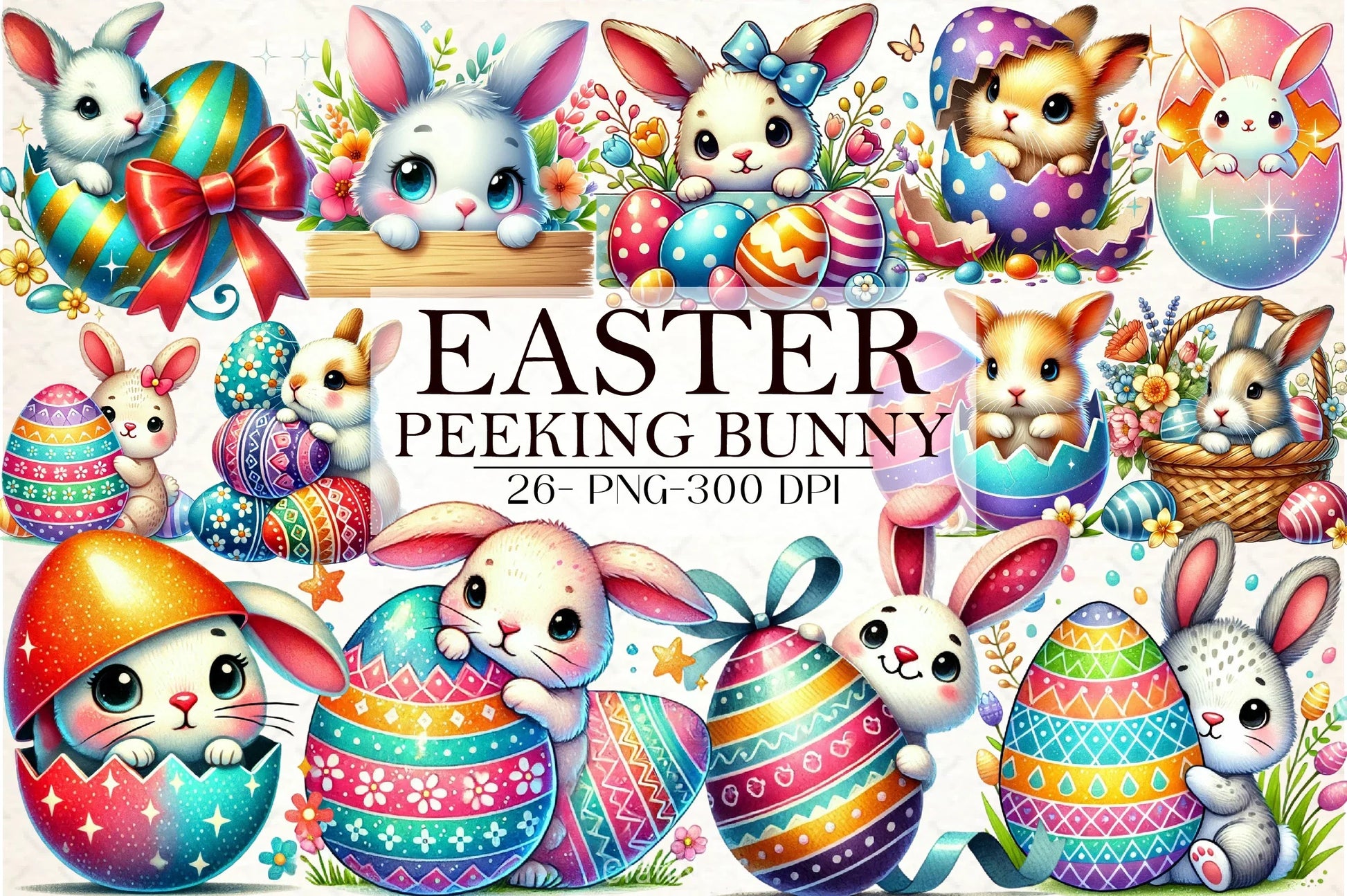 Easter Peeking Bunny Clipart Bundle - CraftNest - Digital Crafting and Art
