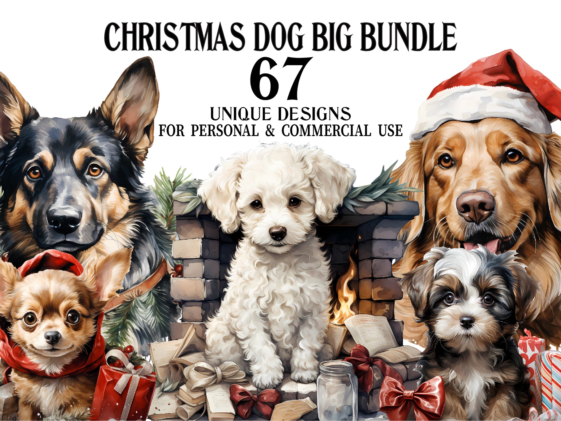 Christmas Dog Clipart - CraftNest