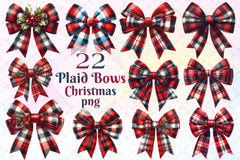 Christmas Plaid Bows Clipart Bundle - CraftNest - Digital Crafting and Art