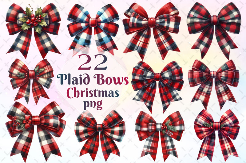 Christmas Plaid Bows Clipart Bundle - CraftNest - Digital Crafting and Art