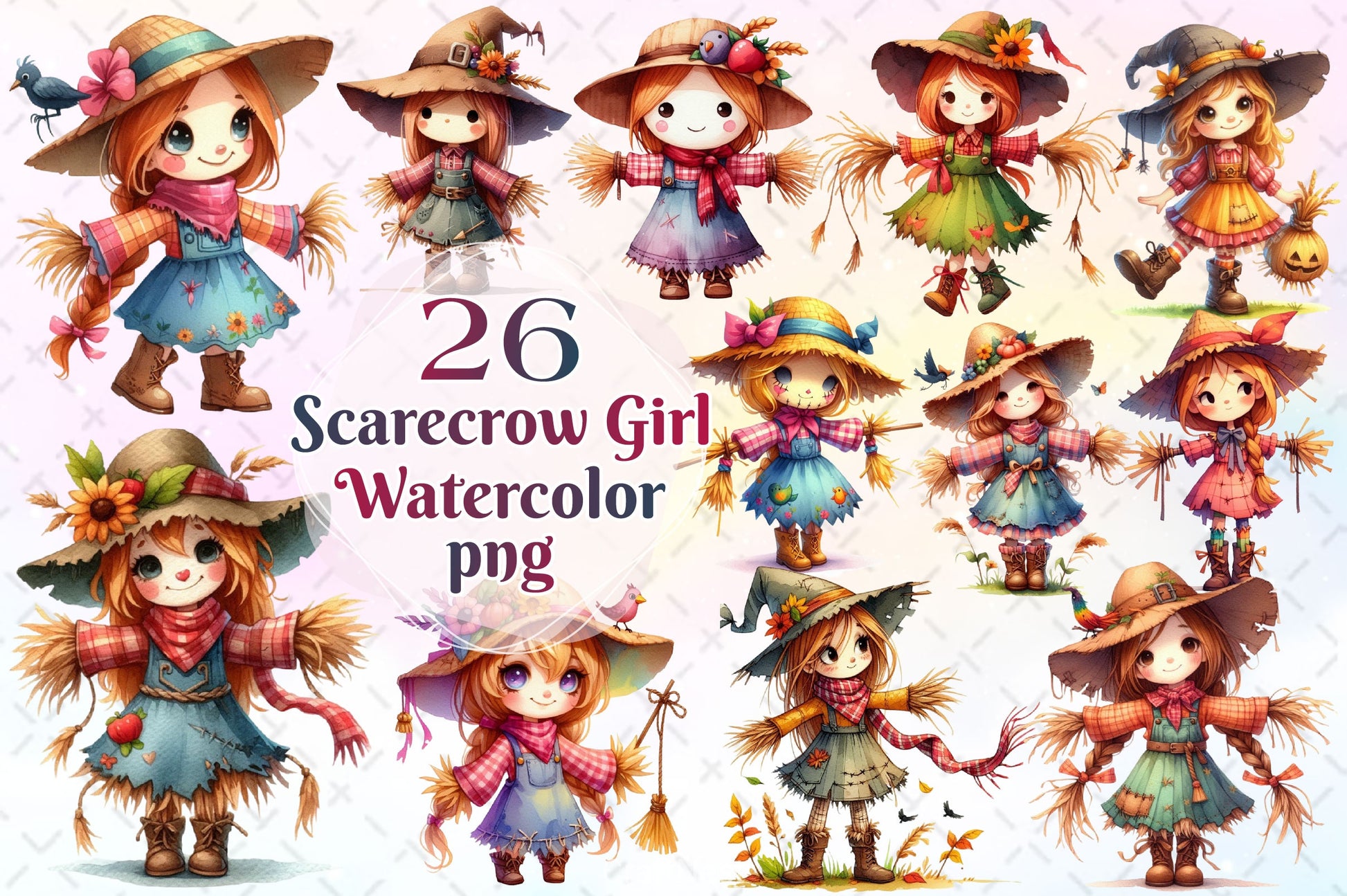 Scarecrow Girl Clipart Bundle - CraftNest - Digital Crafting and Art
