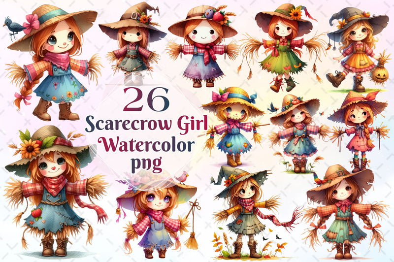 Scarecrow Girl Clipart Bundle - CraftNest - Digital Crafting and Art