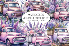 Vintage Floral Truck Clipart Bundle - CraftNest - Digital Crafting and Art