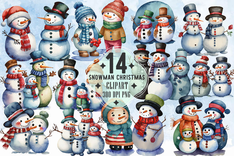 Snowman Family Christmas Clipart Bundle 1 - CraftNest - Digital Crafting and Art