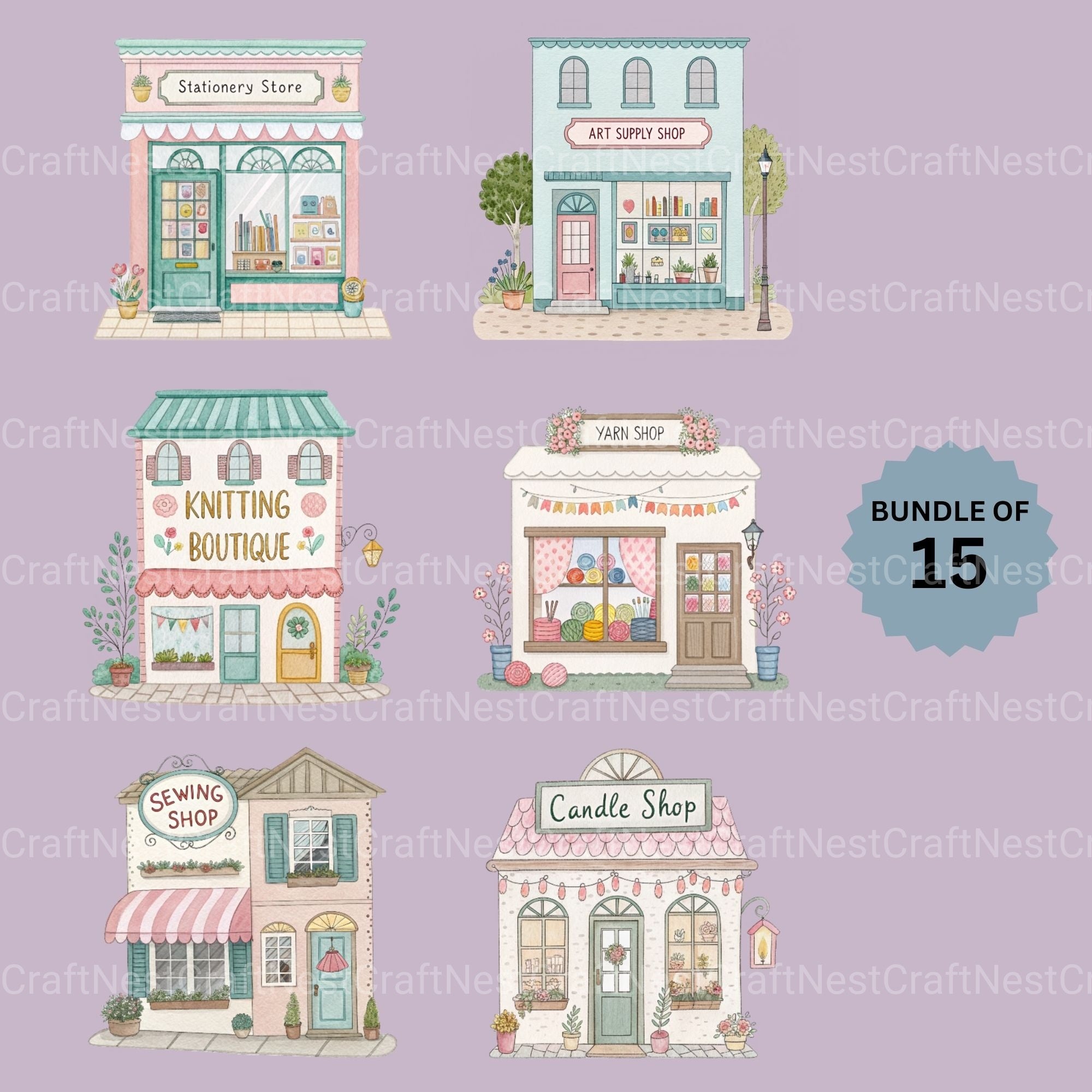 Craft Buildings Clipart Bundle - CraftNest - Digital Crafting and Art