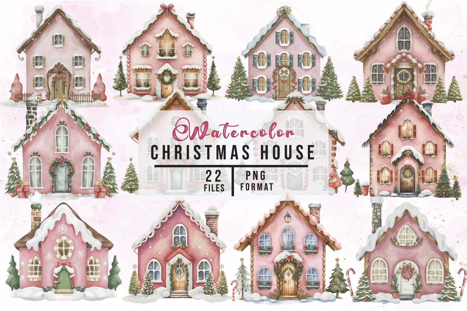 Christmas House Clipart Bundle 1 - CraftNest - Digital Crafting and Art