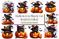 Halloween Black Cat Pumpkin Clipart Bundle 2 - CraftNest - Digital Crafting and Art
