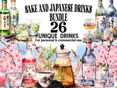 Sake And Japanese Drinks Clipart - CraftNest