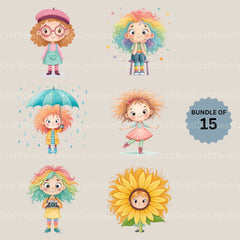 Quirky Girls Clipart Bundle 2 - CraftNest - Digital Crafting and Art