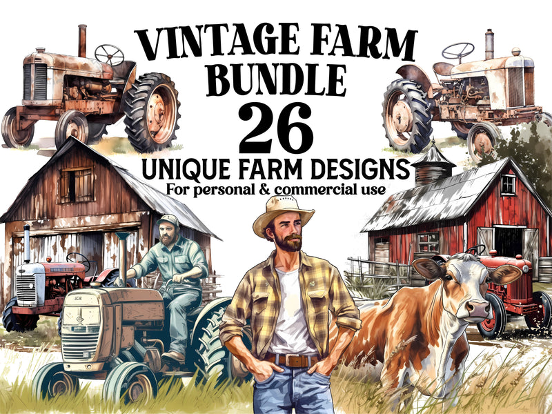 Vintage Farm Clipart - CraftNest