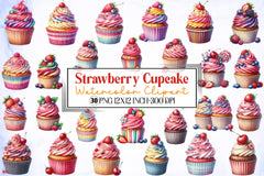 Strawberry Cupcake Clipart Bundle - CraftNest - Digital Crafting and Art