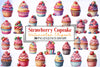 Strawberry Cupcake Clipart Bundle