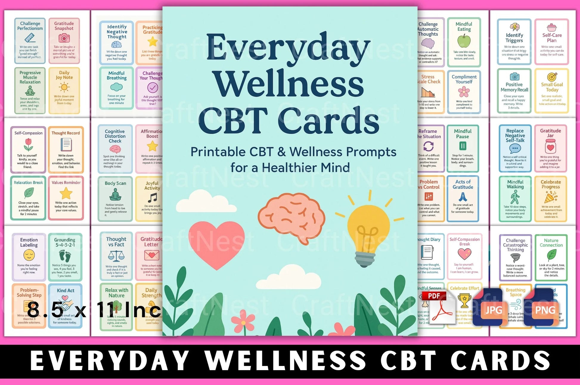 Everyday Wellness CBT Cards for Mental Health - CraftNest - Digital Crafting and Art
