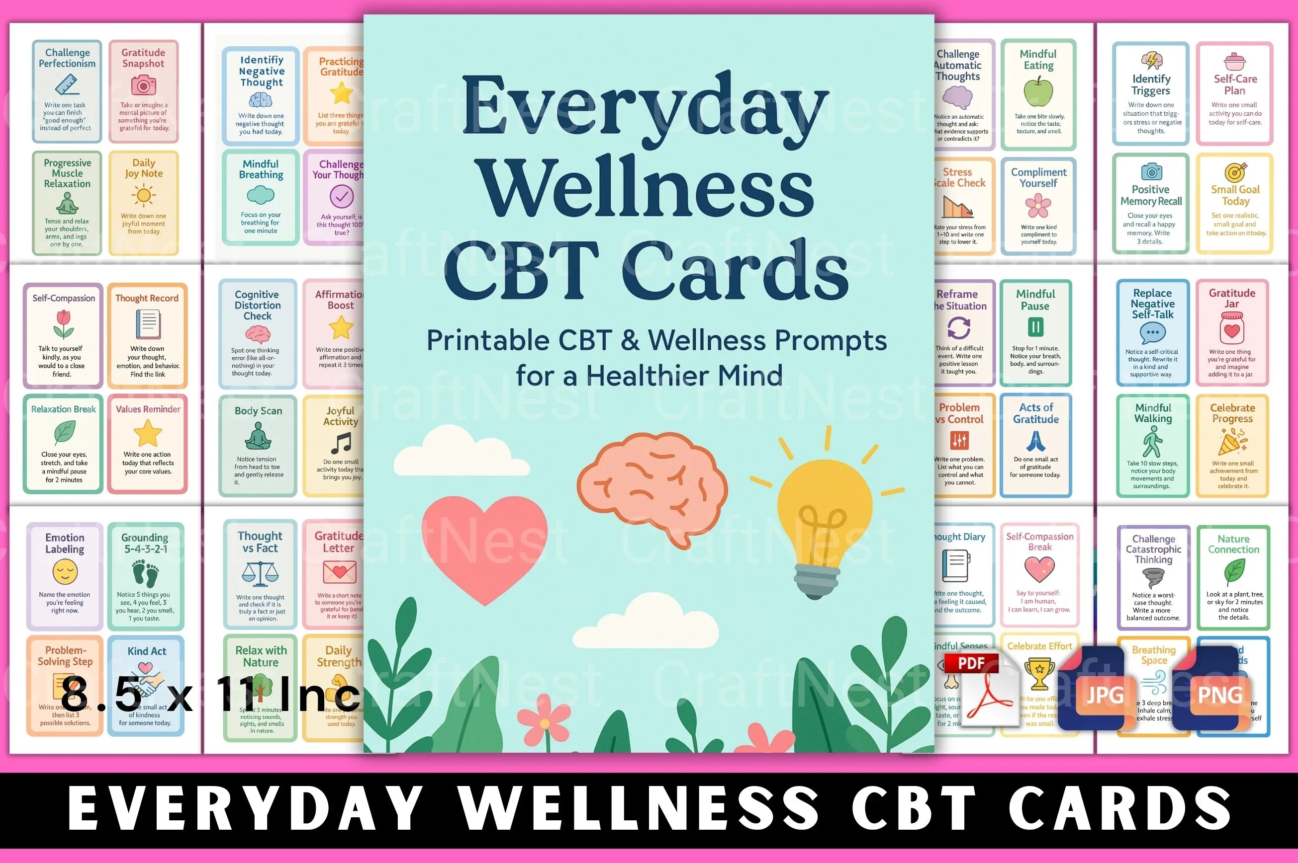 Everyday Wellness CBT Cards for Mental Health - CraftNest - Digital Crafting and Art
