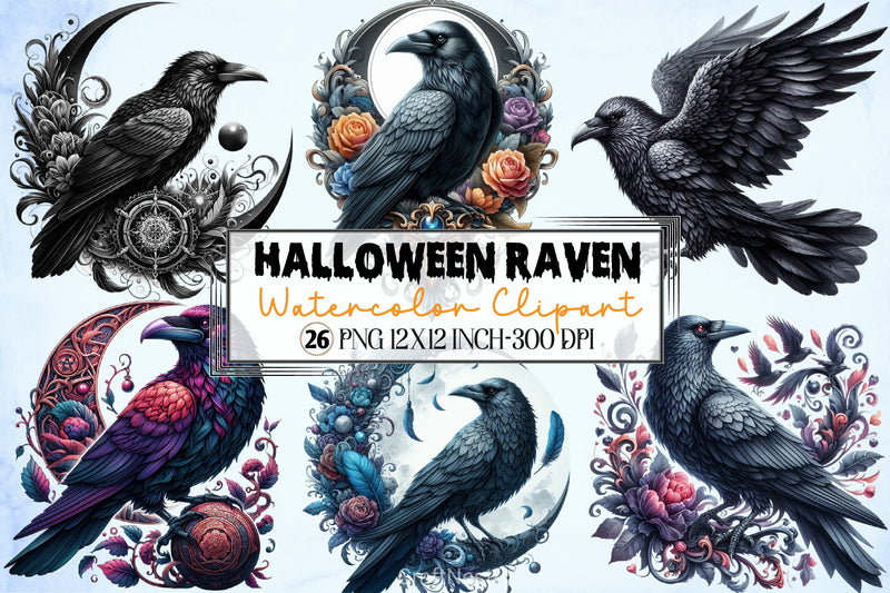 Halloween Gothic Raven Clipart Bundle - CraftNest - Digital Crafting and Art