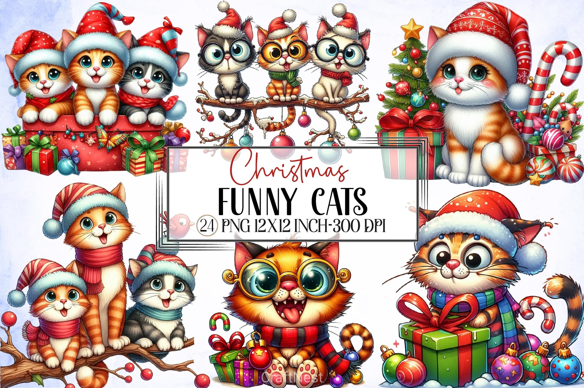 Christmas Cats Clipart Bundle - CraftNest - Digital Crafting and Art