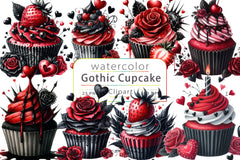Valentine Gothic Cupcake Clipart Bundle - CraftNest - Digital Crafting and Art